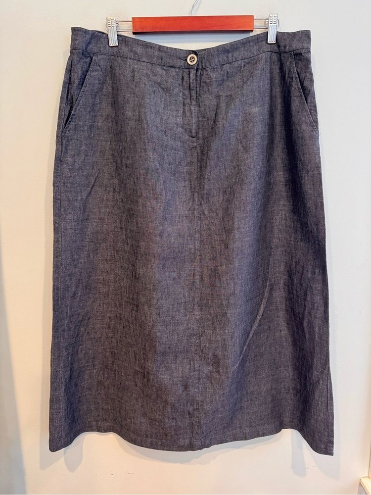 Eileen Fisher Linen Midi Skirt Size L