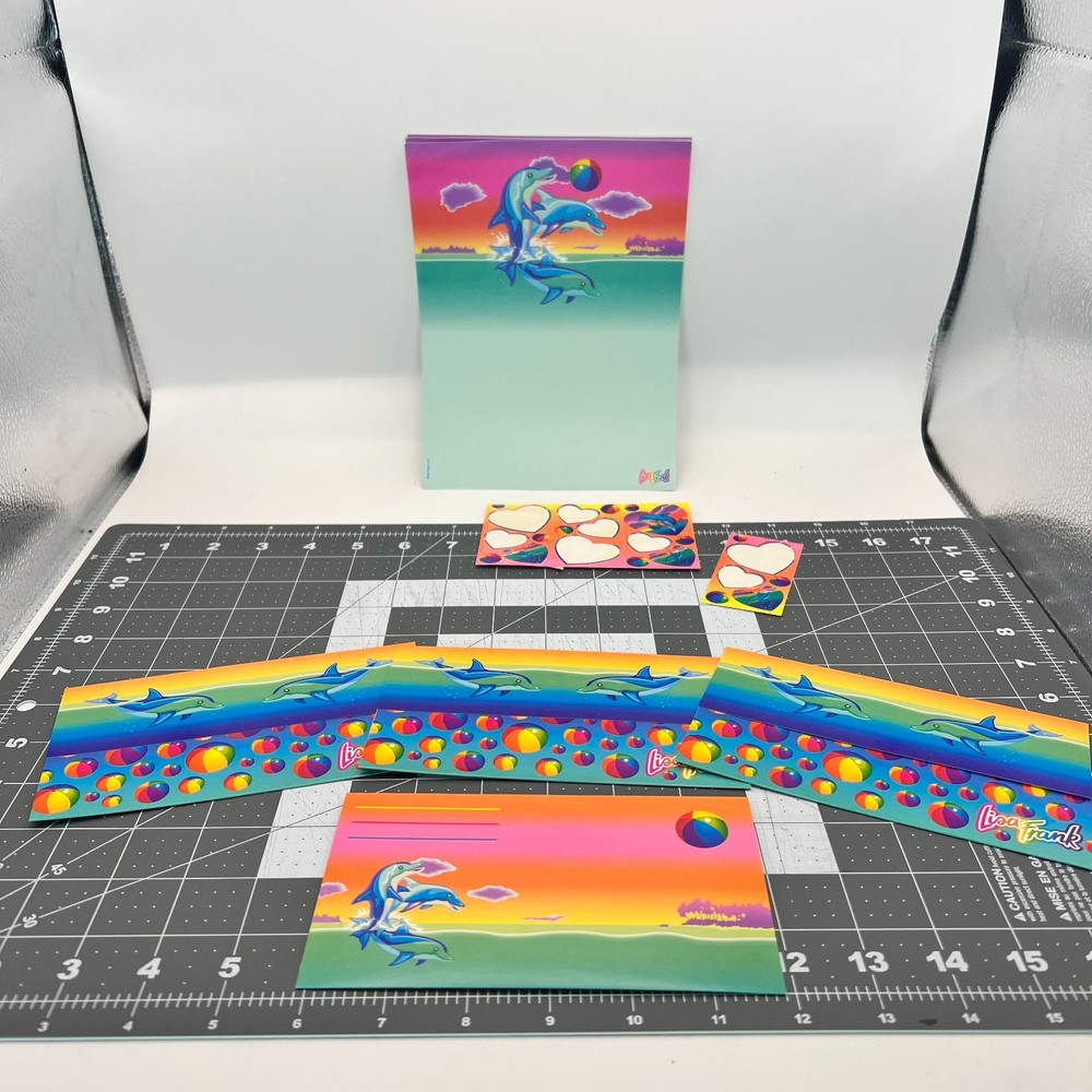 Vintage Lisa Frank Dancing Dolphins Stationery Lot Note Paper Envelopes