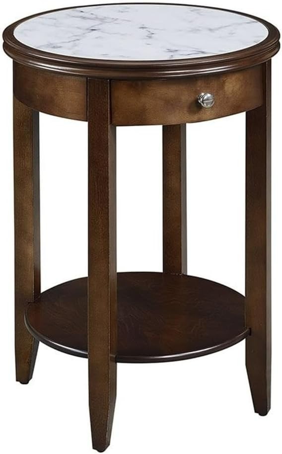 American Heritage Baldwin End Table with Drawer, Mahogany & Faux Marble