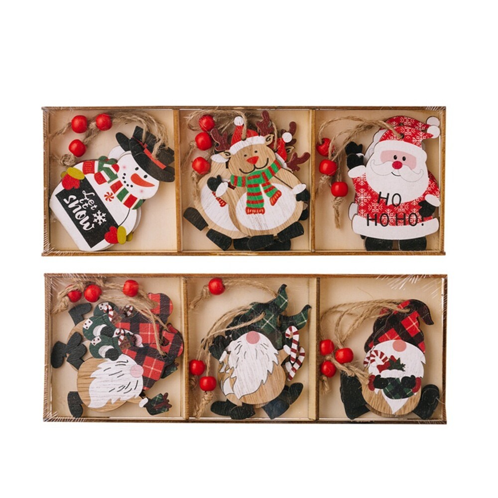 Christmas Ornaments Wooden Box Cartoon Printing   Old Man Christmas3851