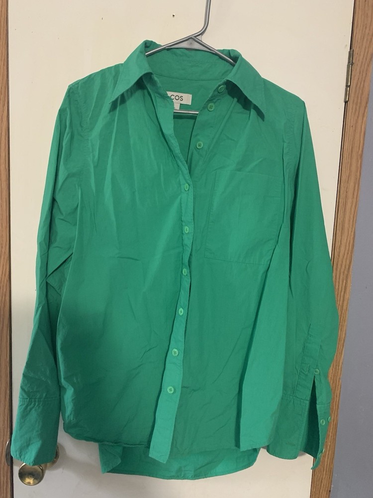 COS Green Blouse Shirt Women's Size  Small Long Sleeve Button Up