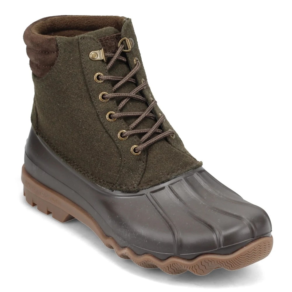 Sperry Men's Olive Duck Wool Boots Size 7.5 Winter Snow Waterproof NWT