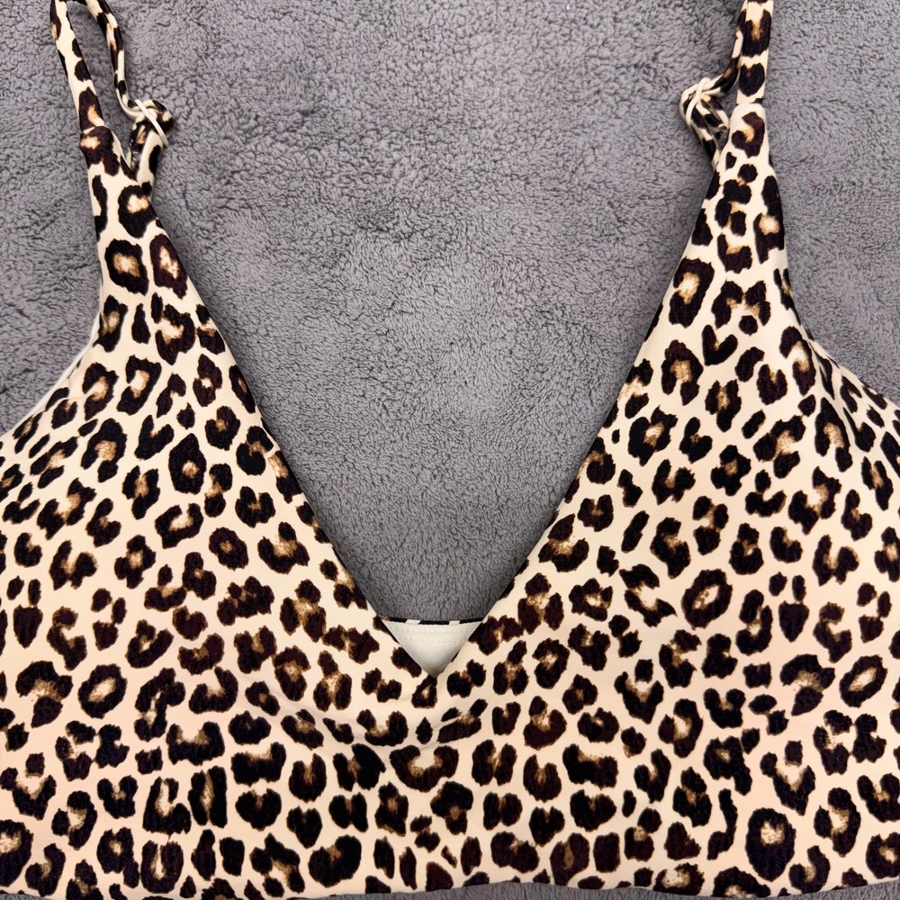 J.Crew Classic Sculpt Bikini Top Womens Large Brown Leopard Print Swimwear