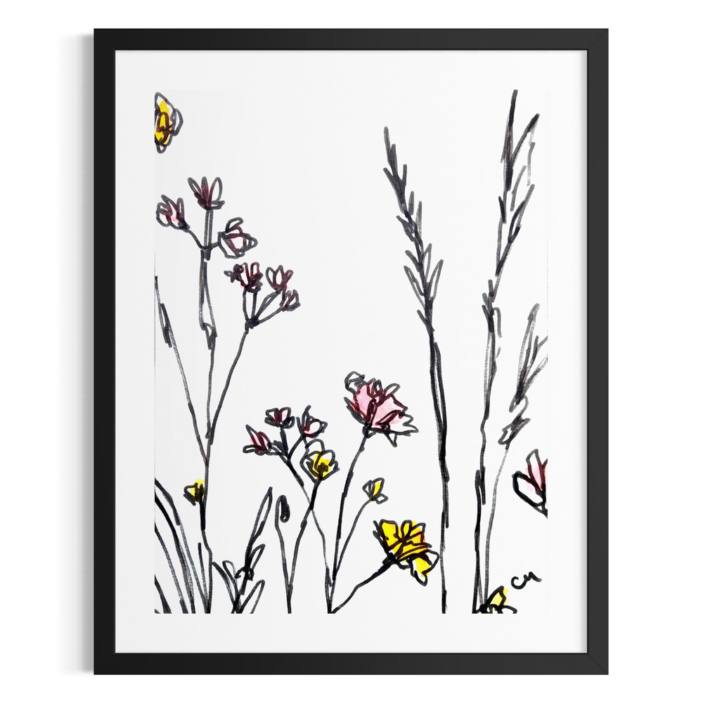 Original Flower 9x12 Painting Acrylic Botanical Wall Art Bedroom Decor Minmalist