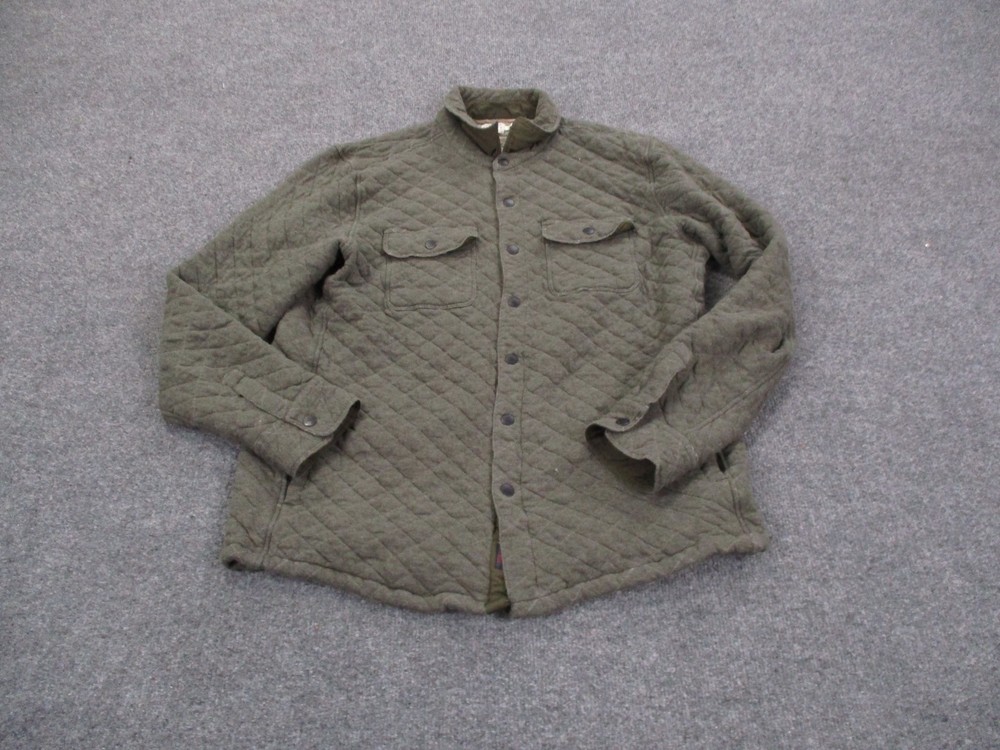 Faherty Jacket Mens L Green Quilted Lightweight Shacket Barn Coat