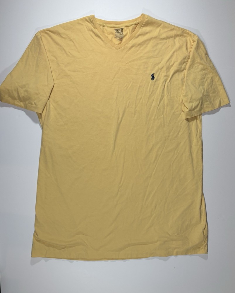Polo Ralph Lauren Shirt Men’s XLT V-Neck Yellow Tee Pony Logo Cotton