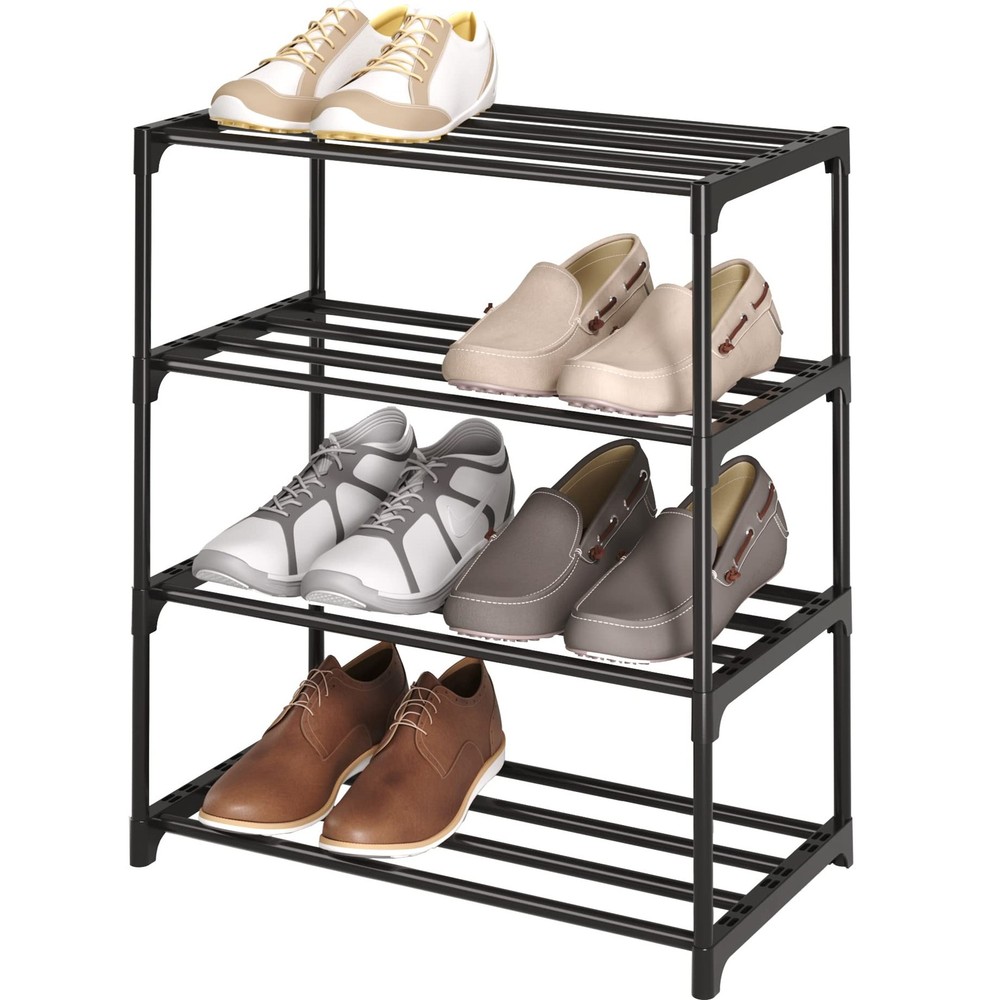 4-Tier Stackable Metal Shoe Rack for Kids Space-Saving Storage