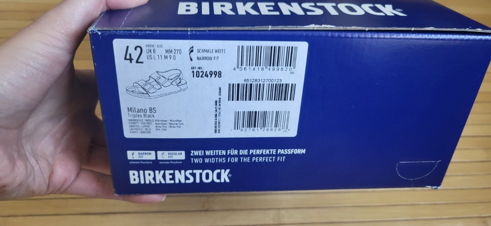 brand new Birkenstock Milano sandals black leather slim fit