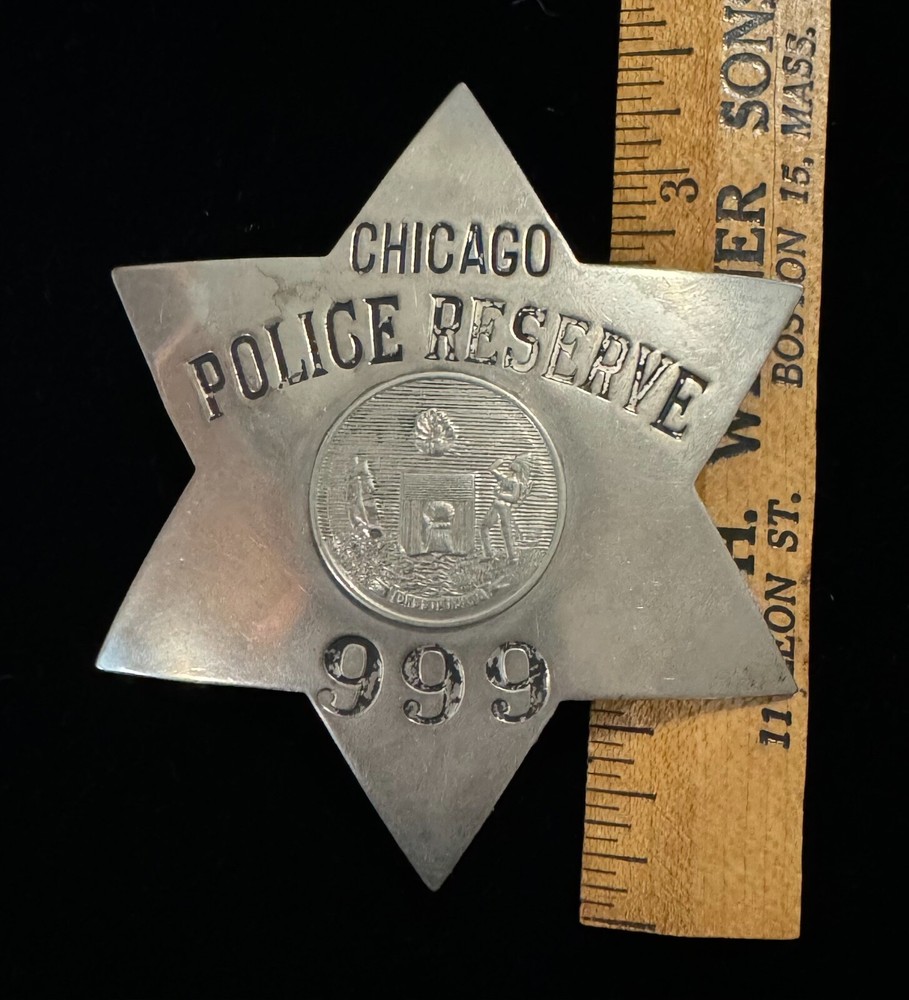 Antique Large Chicago Illinois Police Reserve Pie Plate Badge