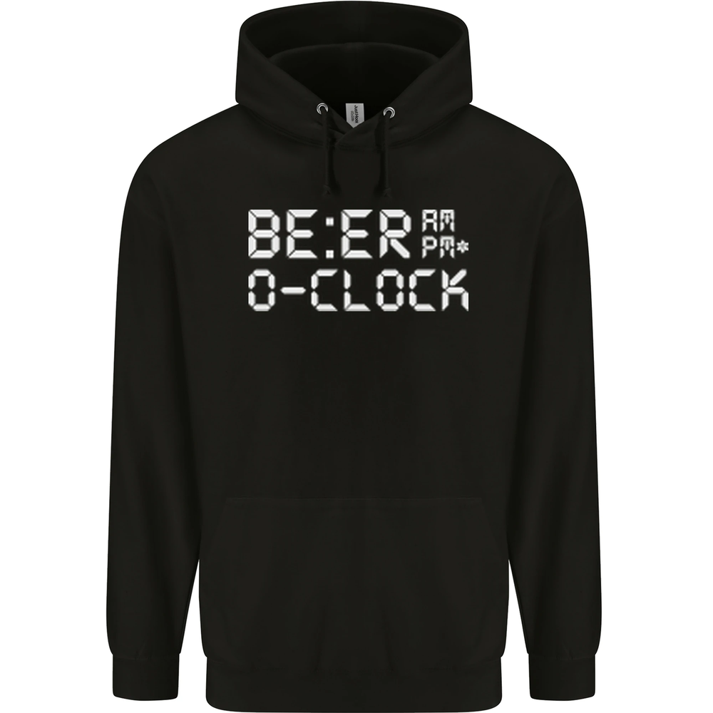 Beer OClock Funny Alcohol Drunk Humour Mens 80% Cotton Hoodie