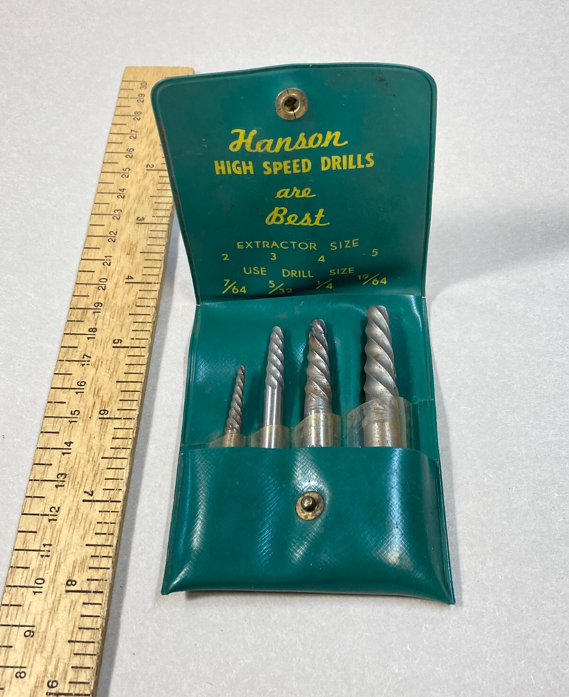 Ace Hanson 4-Piece Spiral Screw Extractor Set USA Made-image