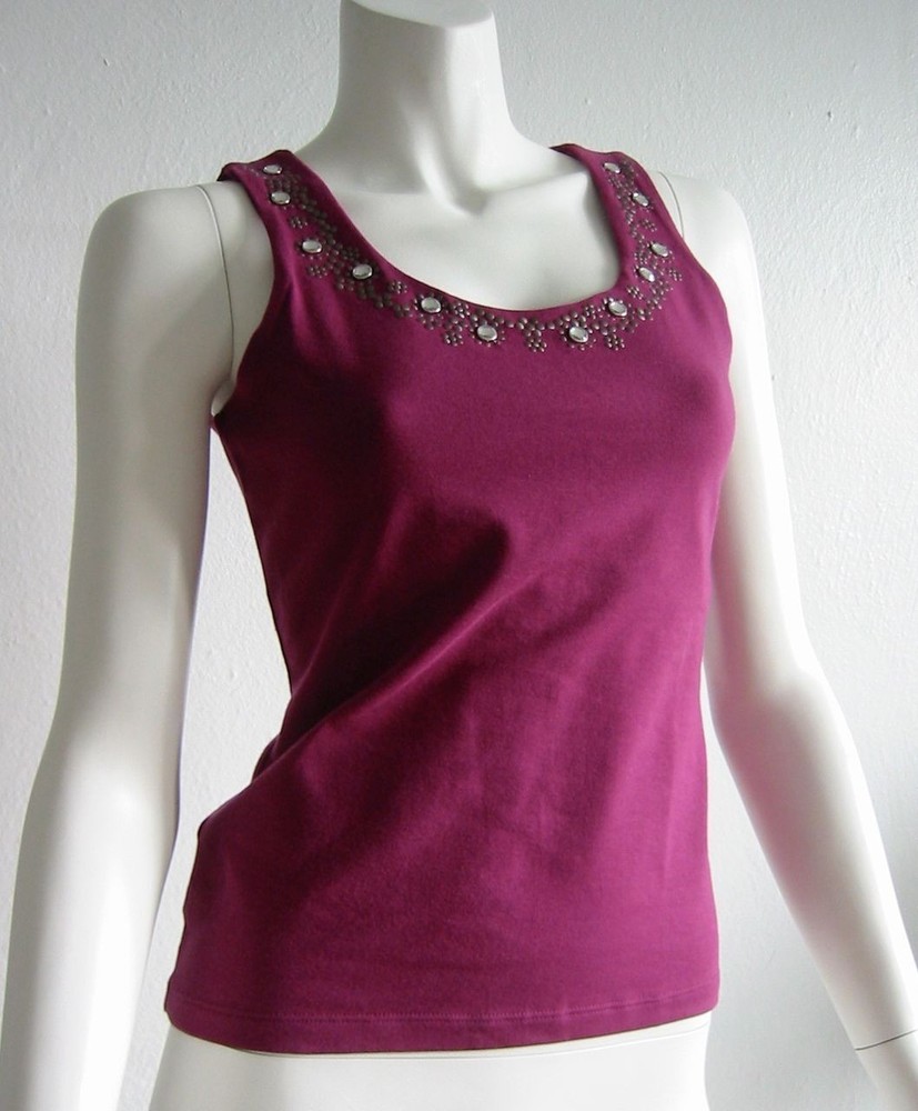 MODA INTERNATIONAL studded self bra tank top XS NWoT
