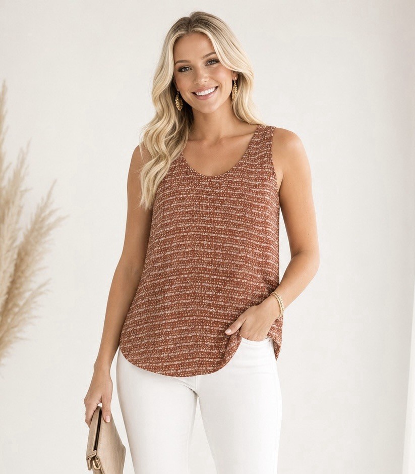 Ann Taylor LOFT Womens Geo Print Sleeveless Top Size Large Summer Chic