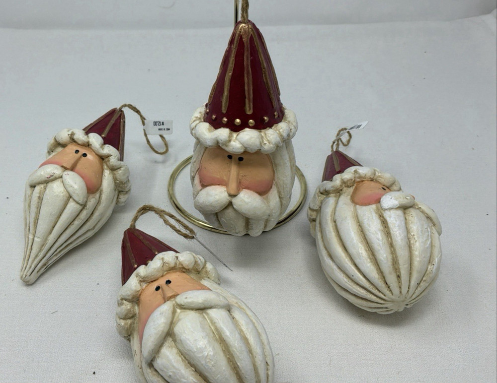 Lot of 4 Resin Santa Ornaments 6