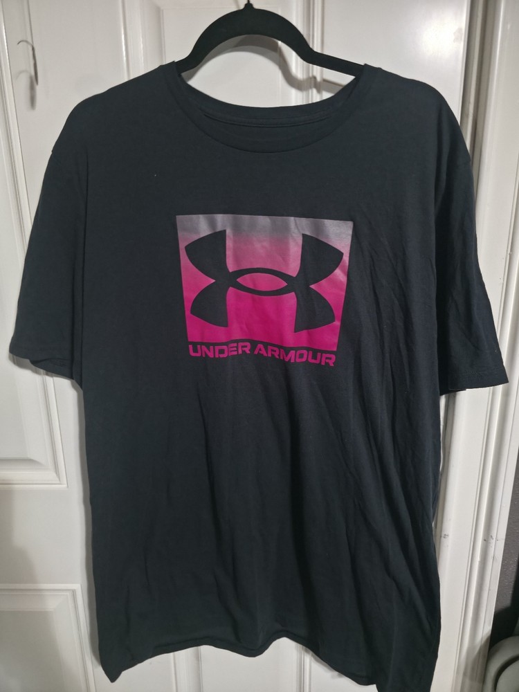 Under Armour Men’s Black HeatGear T-Shirt Loose Fit Graphic Logo XL