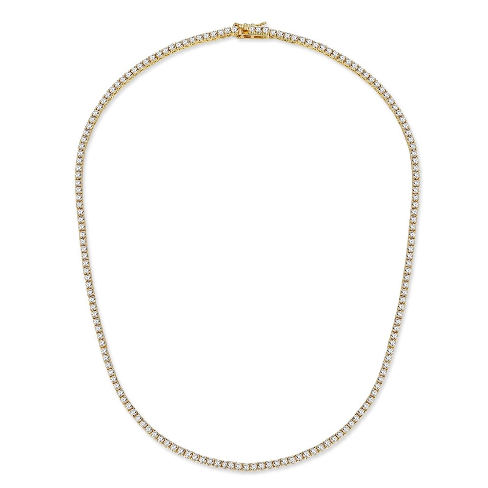 Gemsme 18K Gold Plated 2.0mm Round Cubic Zirconia Tennis Bracelet