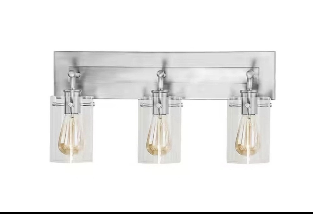 Hampton Bay Regan 21 in. 3-Light Brushed Nickel Bathroom Vanity Light