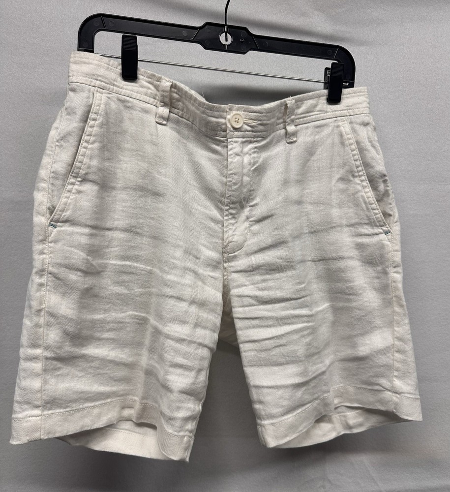 Tommy Bahama Men’s White Linen Flat Front Shorts 32x9 Lightweight Breathable