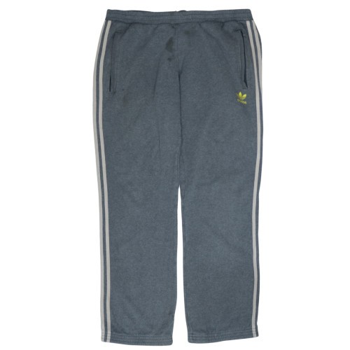 Adidas Mens Joggers Grey Fleece Lined Elastic Waist Side Stripe Gym Training L