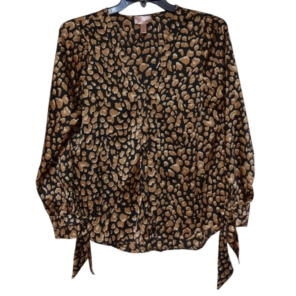 Willow & Root Animal Print Long Sleeve Blouse Size Small