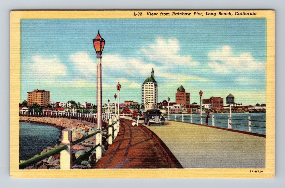 Long Beach CA-California View From Rainbow Pier Souvenir Old Vintage Postcard