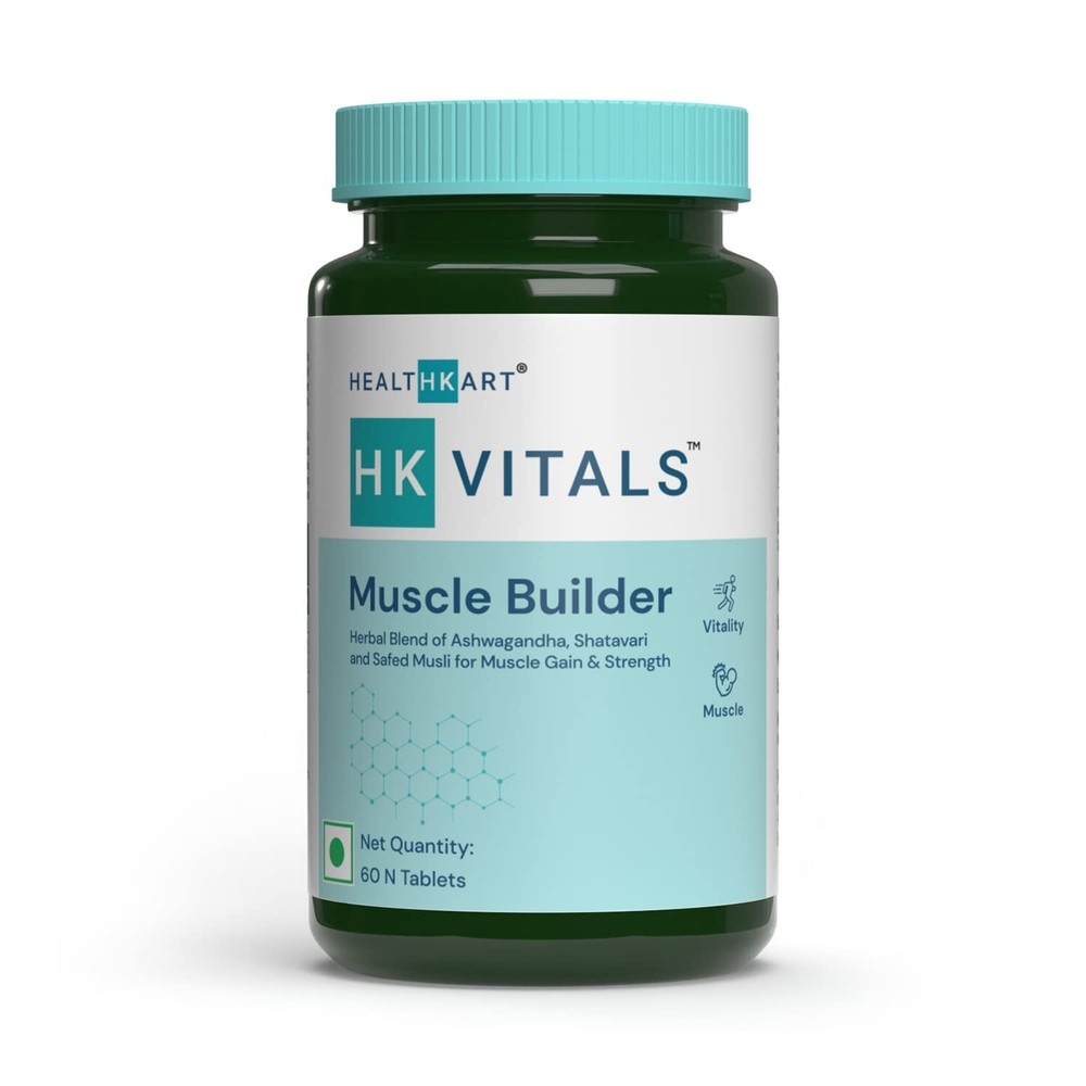 HealthKart HK Vitals Muscle Builder - 100% Natural Blend of Ashwagandha - 60 Tab