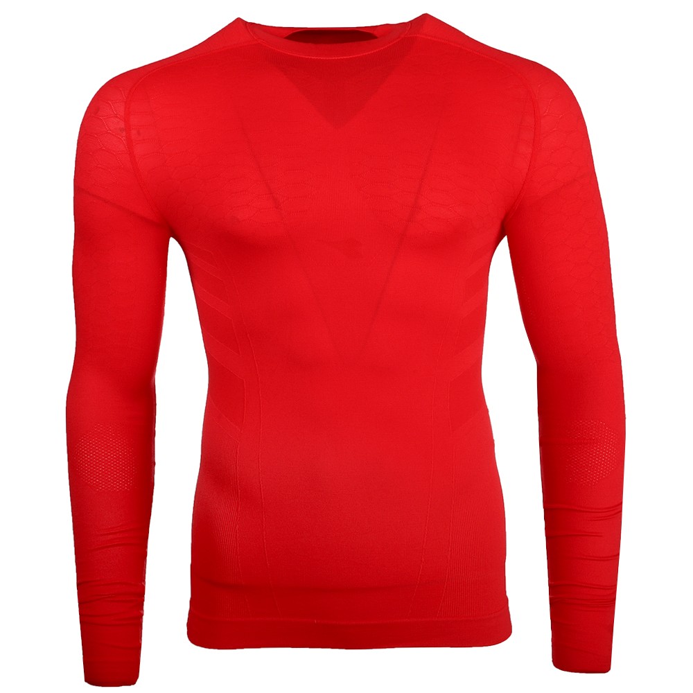 diadora Act Training Mock Neck Long Sleeve Athletic T-Shirt Mens Red Casual Tops