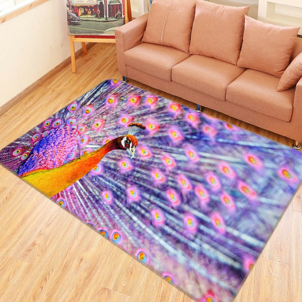 3D Beautiful Pink Peacock O821 Animal Non Slip Rug Mat Elegant Photo Carpet Fay