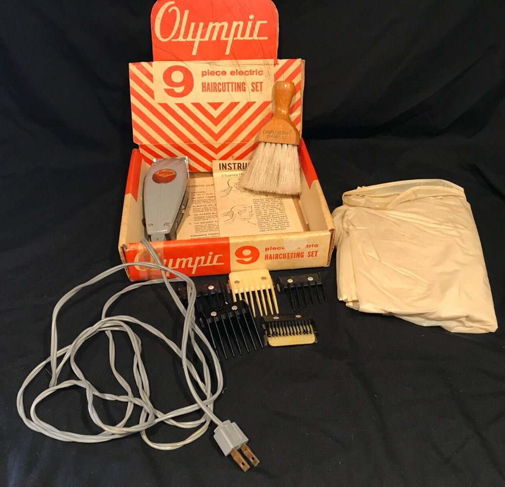 Vintage Raycine Electric Hair Cutting Set in Olympic Box October 1964 SEE VIDEO!