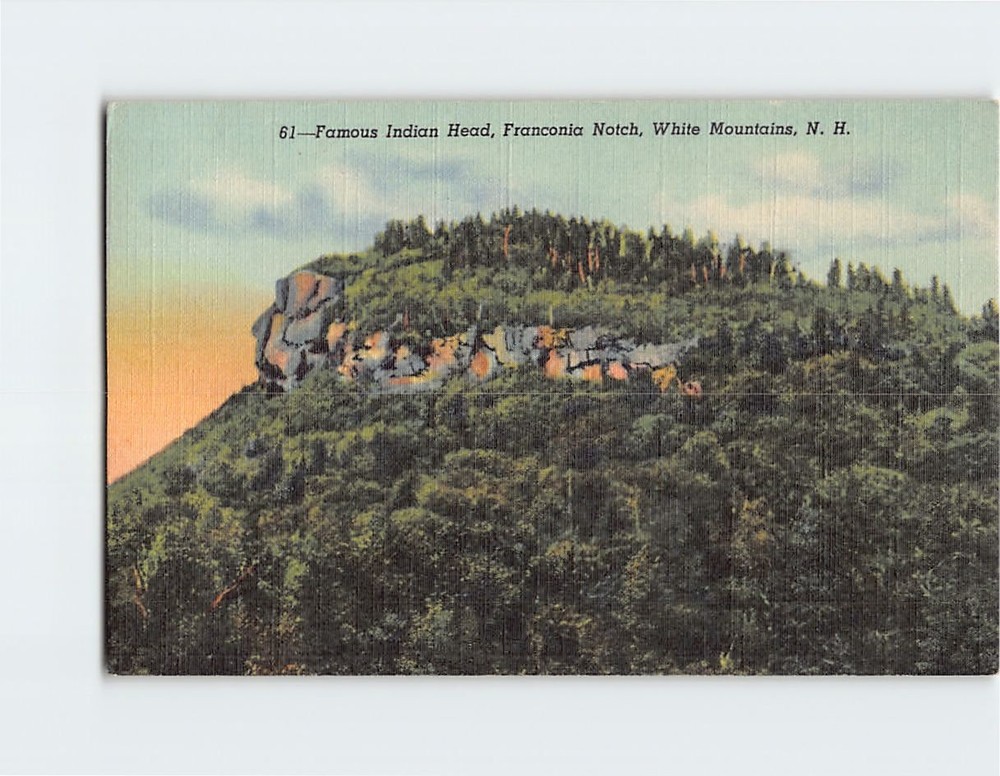 Postcard Famous Indian Head Franconia Notch White Mountains Lincoln USA