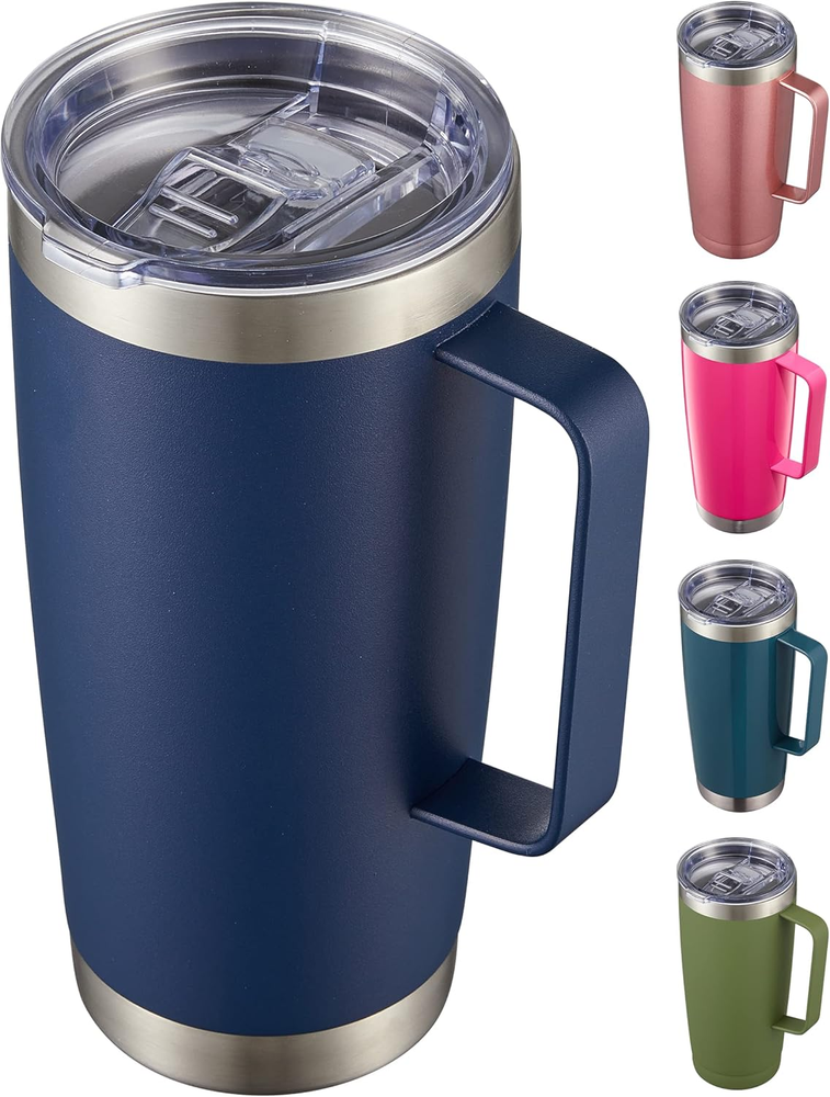 CIVAGO 20 Oz Tumbler Mug with Lid and Straw, Insulated Travel Mug with Handle, D