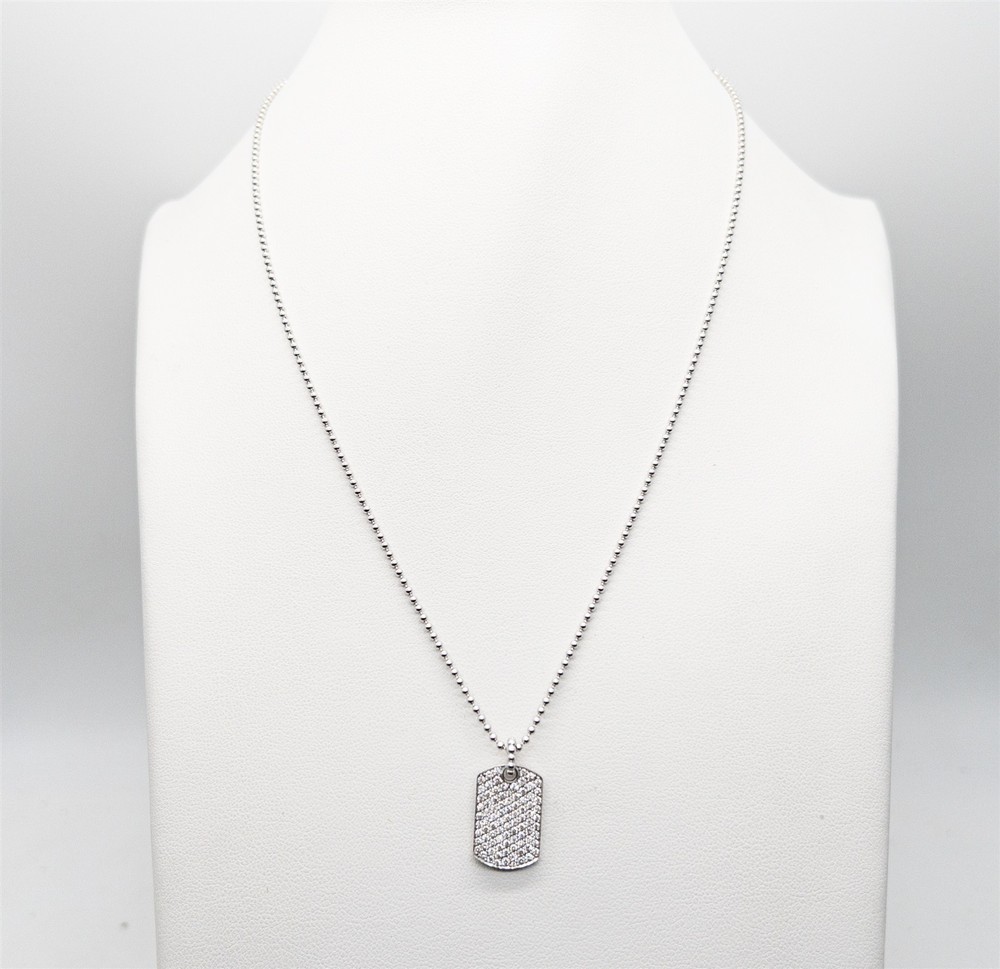 $5000 1ct VS G Natural Diamond DOG PAW TAG 18k White Gold Necklace Pendant 8g