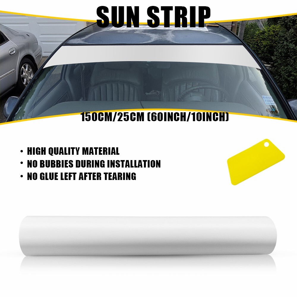 60x10 Matte White DIY Car Front Windshield Window Visor Sun Strip Vinyl