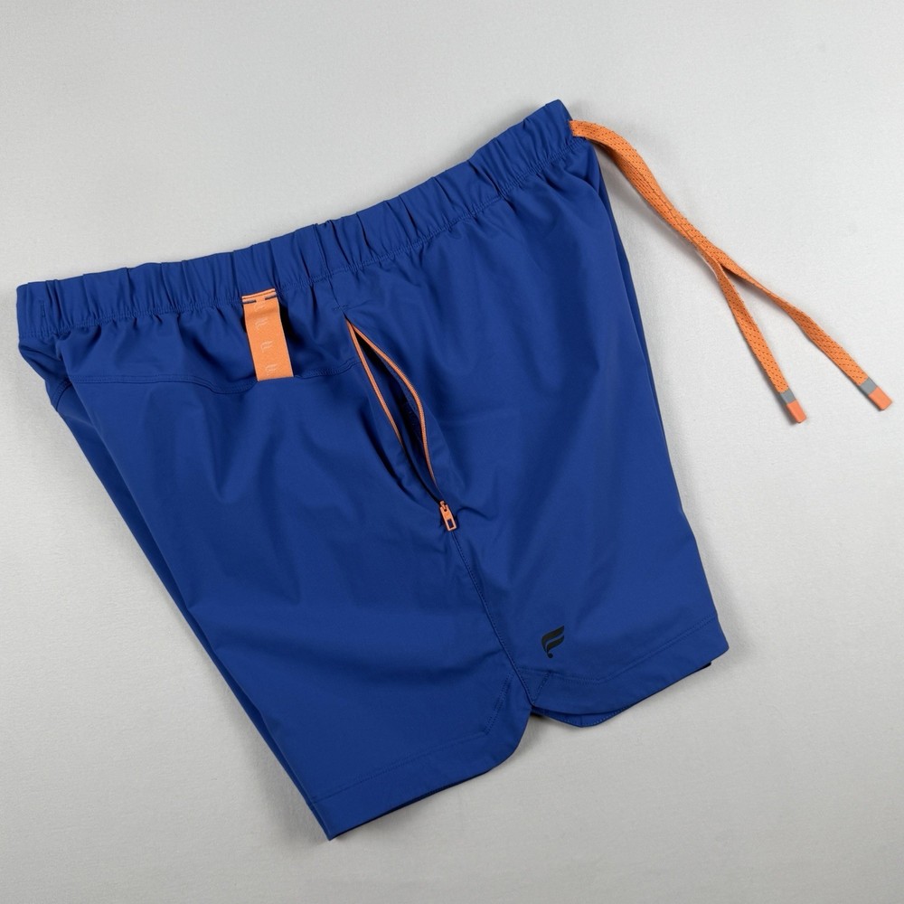 Fabletics The One Shorts Mens L Blue 5 in Athletic Phone Pocket Stretch