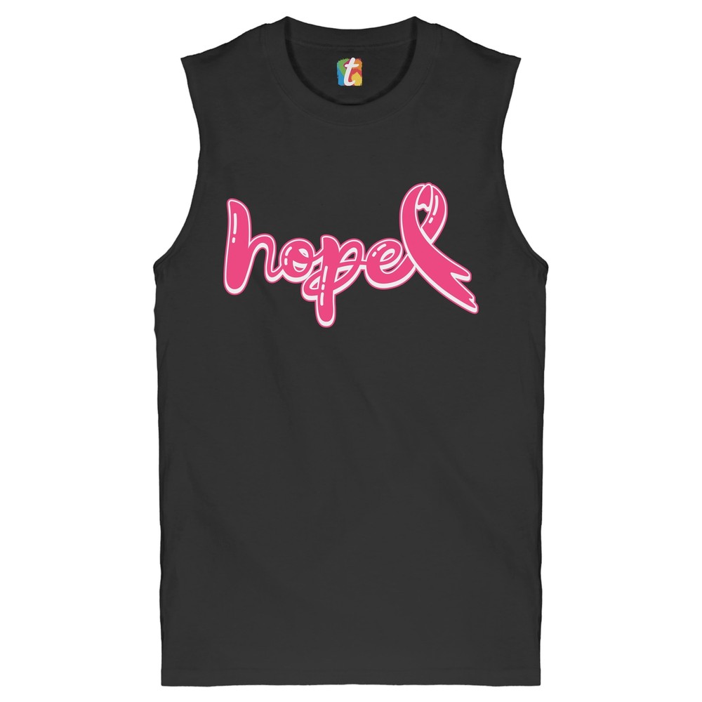 Hope Pink Ribbon Muscle Shirt Breast Cancer Awareness Month Men's