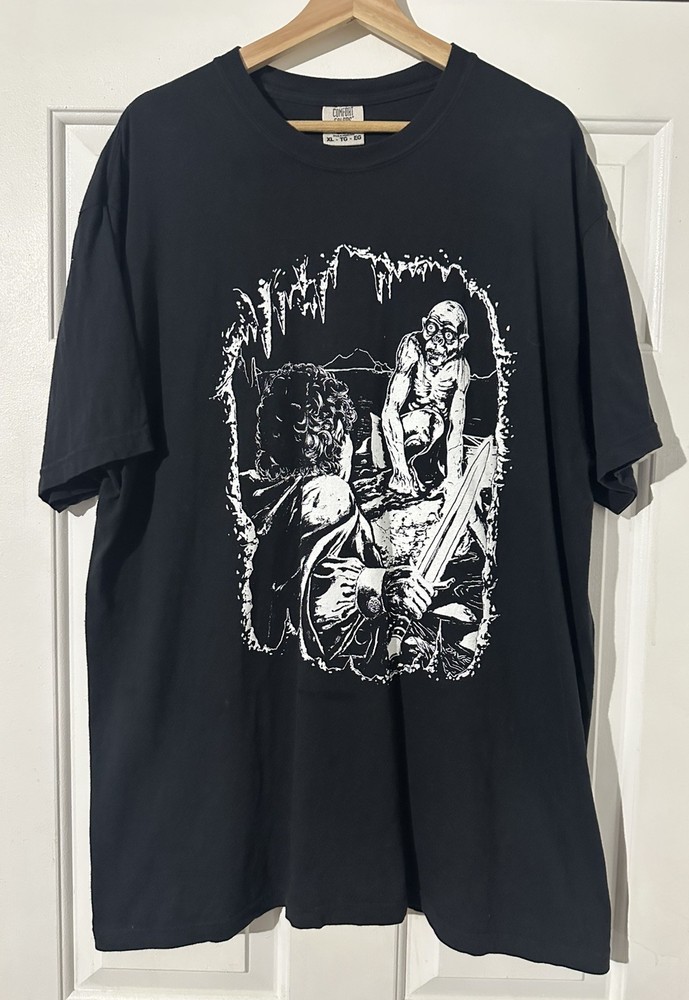 Vtg Lord of The Rings Hobbit Gollum Bilbo T-Shirt Custom Limited Art Print Sz XL