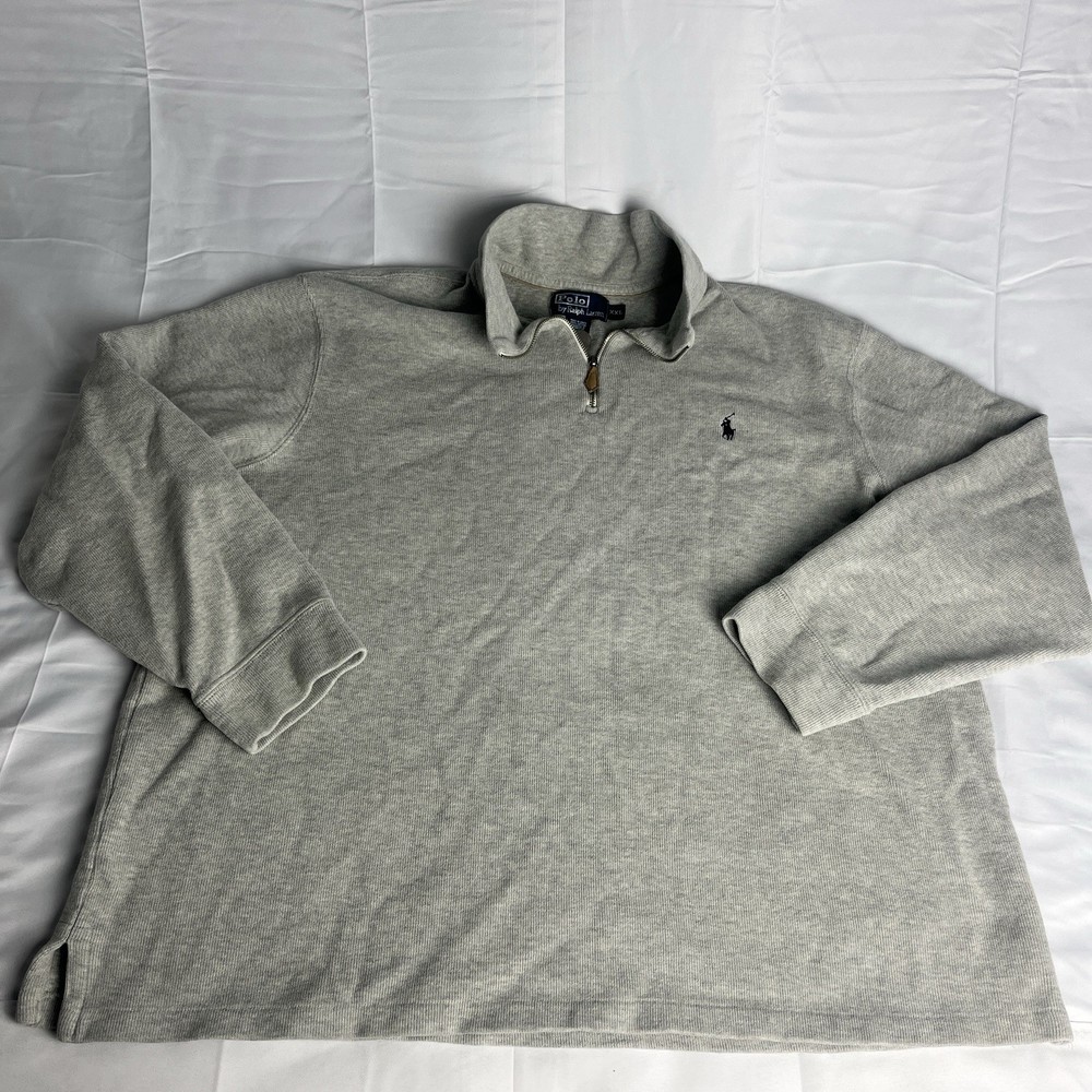 Vintage Polo Ralph Lauren Mens 1/4 Zip Sweater Pullover Size XXL Gray