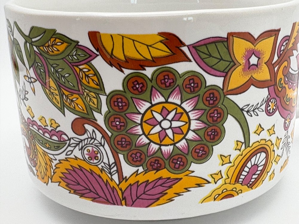 Vintage Soup Mug Bowl Retro Flowers Mod Flower Power