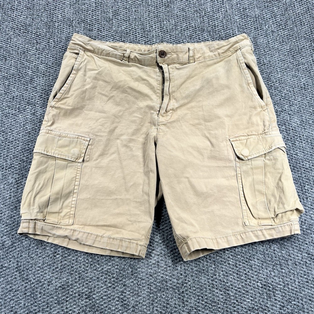 American Eagle Cargo Shorts Mens 32 Khaki Beige Next Level Flex Classic Y2K