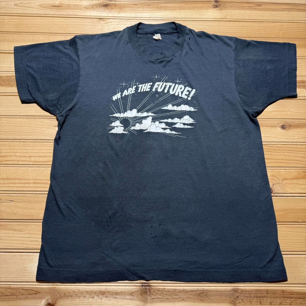 Vintage 80s We Are The Future Sun Clouds Celestial Graphic T-Shirt USA - Medium