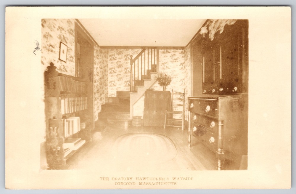 RPPC MA Concord Nathaniel Hawthorne The Wayside Alcott Home of Authors Postcard
