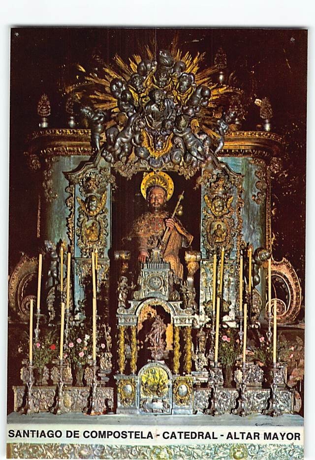 Postcard Main Altar Cathedral Santiago De Compostela Spain