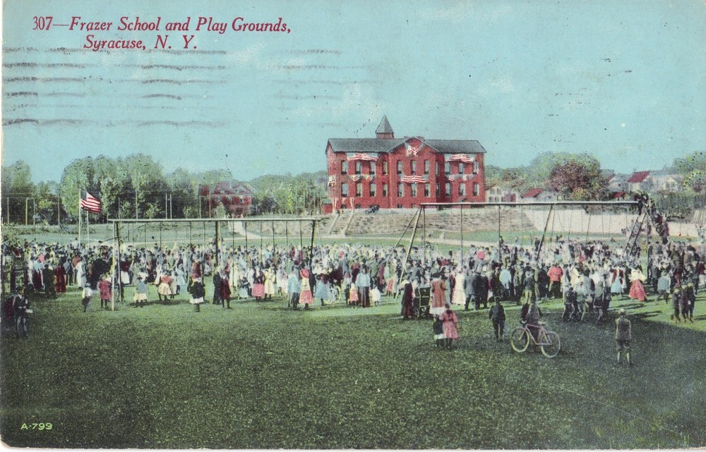 Syracuse  NY Frazer School and Play Grounds 1911 DB  Postcard CHILDREN