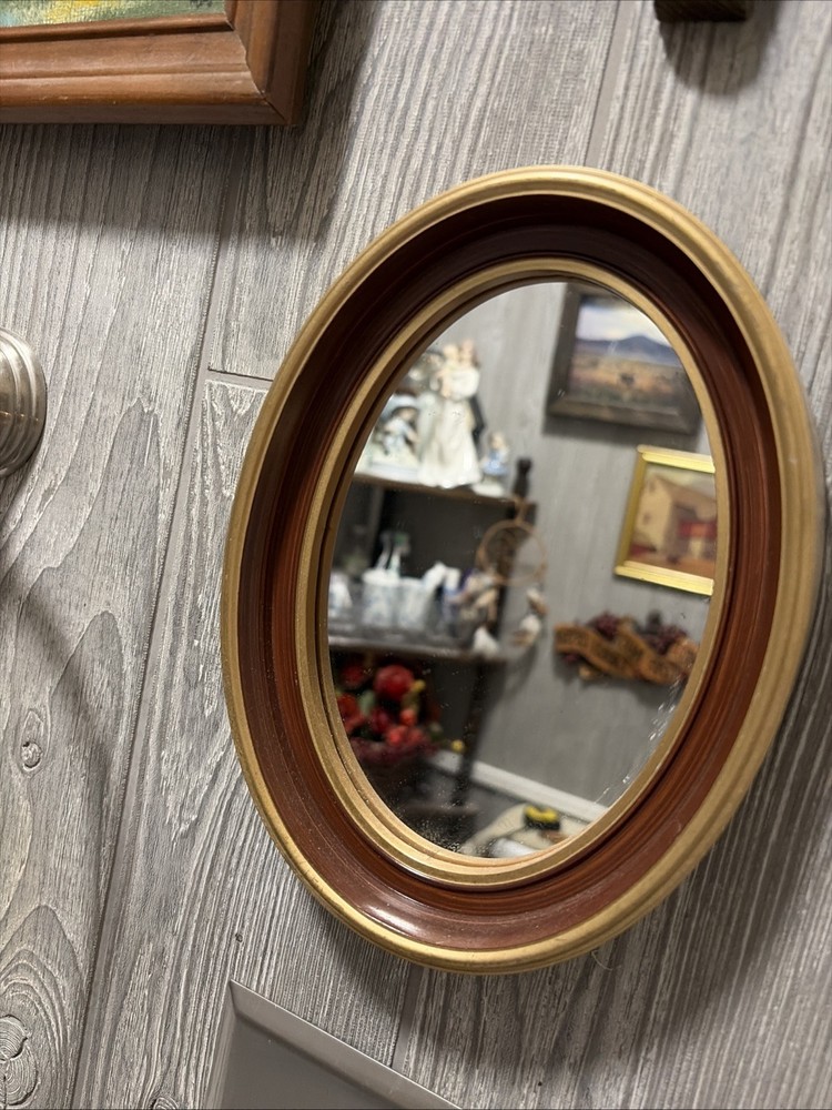 Home Accents Small Oval Mirror Gold & Rust Colored Frame Wall Hanging Home Decor
