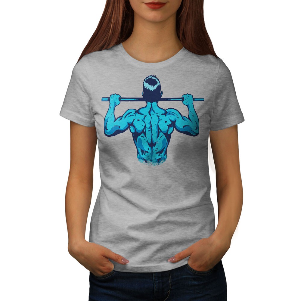 Wellcoda Pull-Up Athlete Bold Back Muscle Strength Womens T-shirt