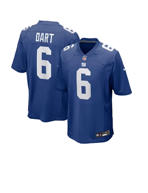 Jaxson Dart Nike New York Giants Blue Home Football Jersey, Limited Sale!