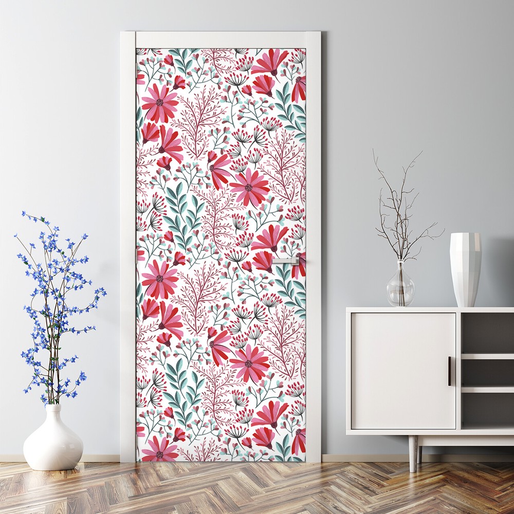 Door Decal Sticker Boho Bohemian Floral Flowers Traditional Watercolour Garden