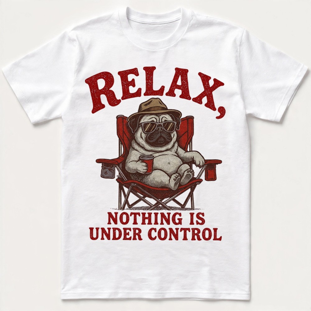Funny Pug T-Shirt Relax Nothing Is Under Control Dog Lover Sarcastic Sweatshirt