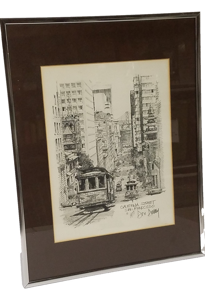 Don Davey 1977 California Street, San Francisco Drawing in Matted Frame