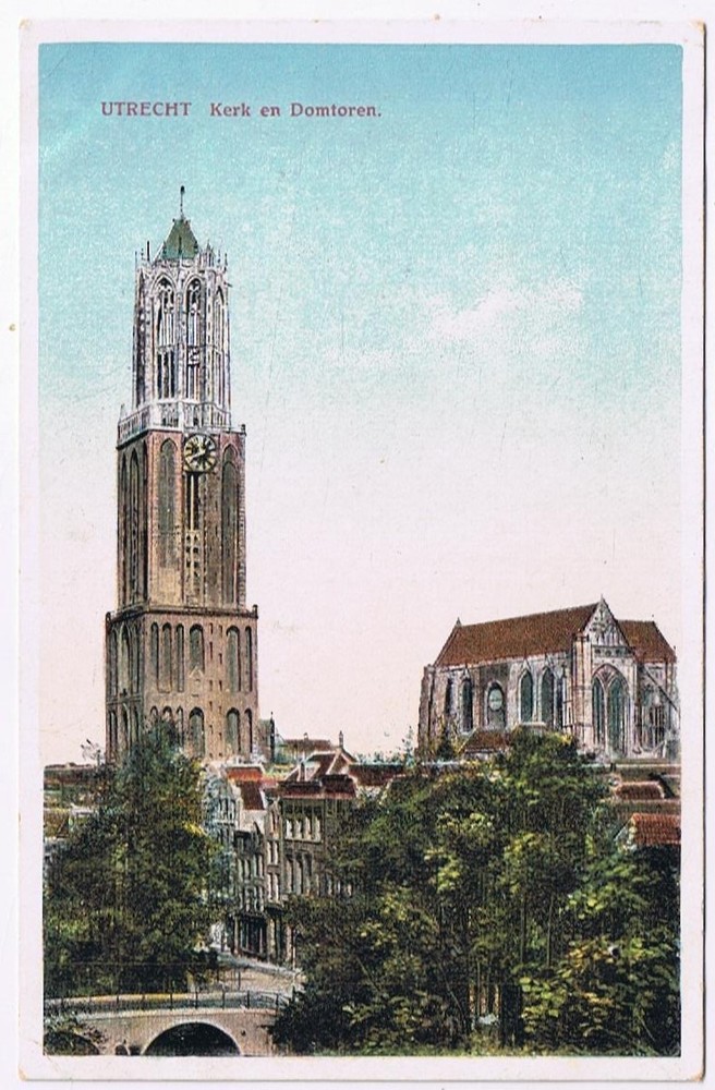 Postcard Utrecht Holland Netherlands Church & Domtorena Dom Tower
